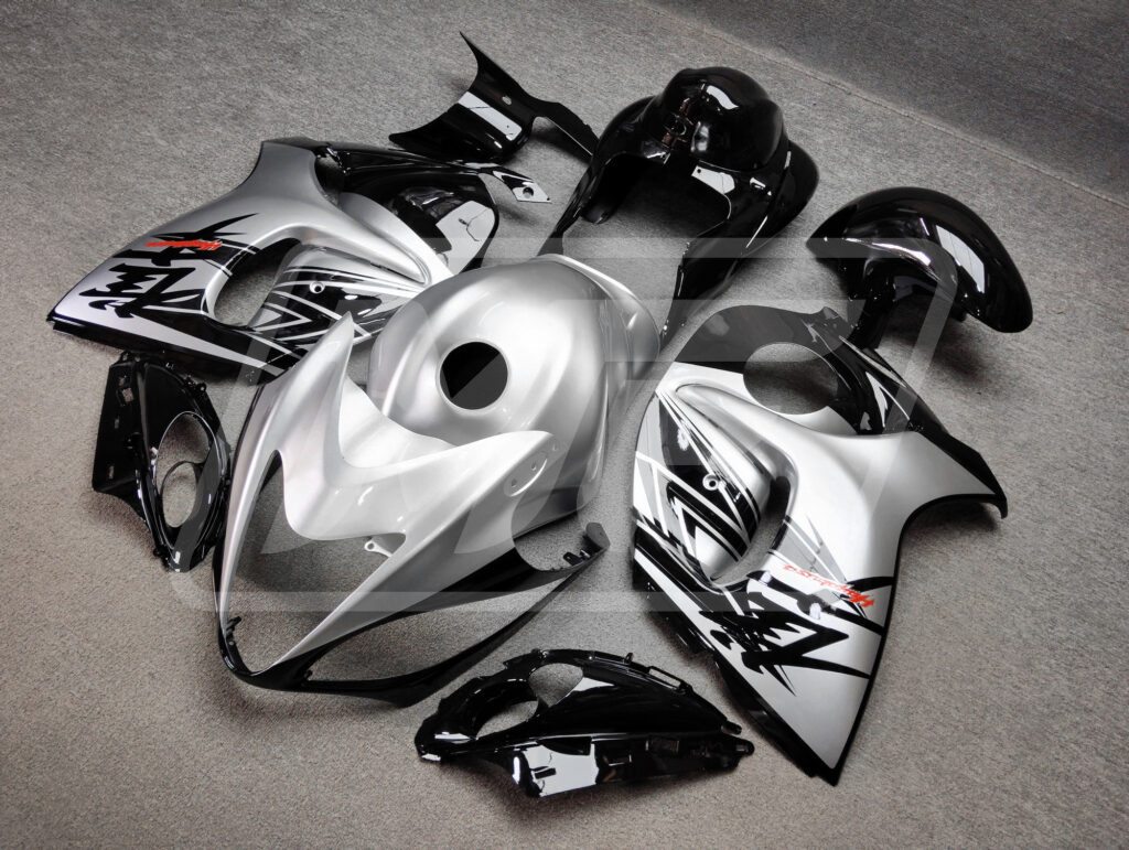 Gloss Silver & and Black ABS fairings for Suzuki GSXR 1300 2008 - 2020 - premium OEM fit kit by Monster Fairings