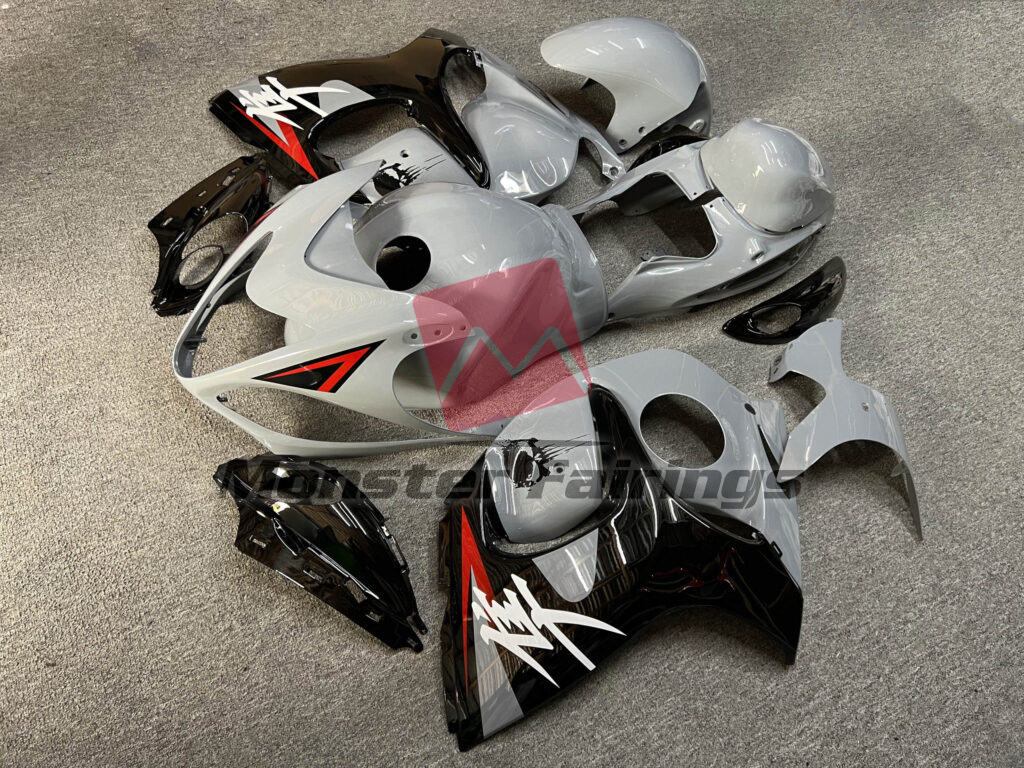 Gloss Nardo Gray & Black with Skull ABS fairings for Suzuki GSXR 1300 2008 - 2020 - premium OEM fit kit by Monster Fairings
