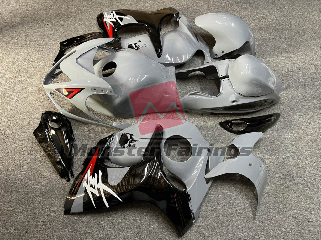 2008 - 2020 Suzuki GSXR 1300 Gloss Nardo Gray & Black with Skull fairing set - ABS injection, custom painted by Monster Fairings