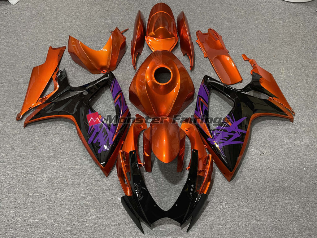 Suzuki GSXR 600 - 750 2006 - 2007 Gloss Vibrant Orange with Black ABS fairings - custom motorcycle bodywork kit by Monster Fairings