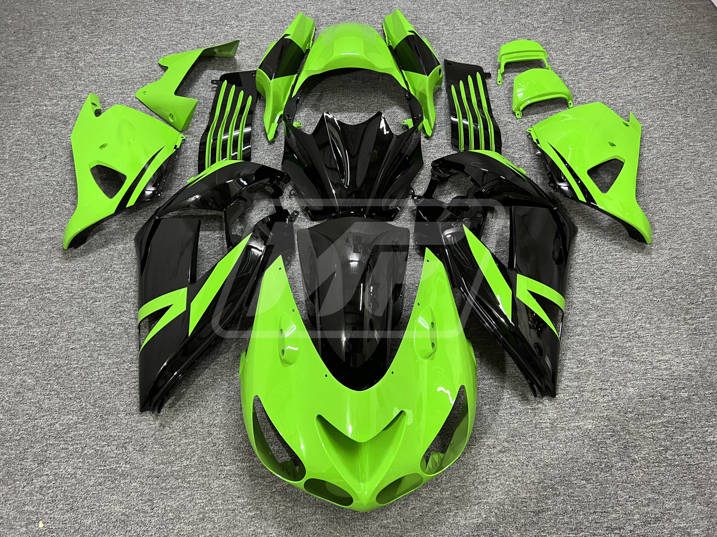 きページ Kawasaki ZX14R 2006-2011 Bright Green with Black ABS Fairings