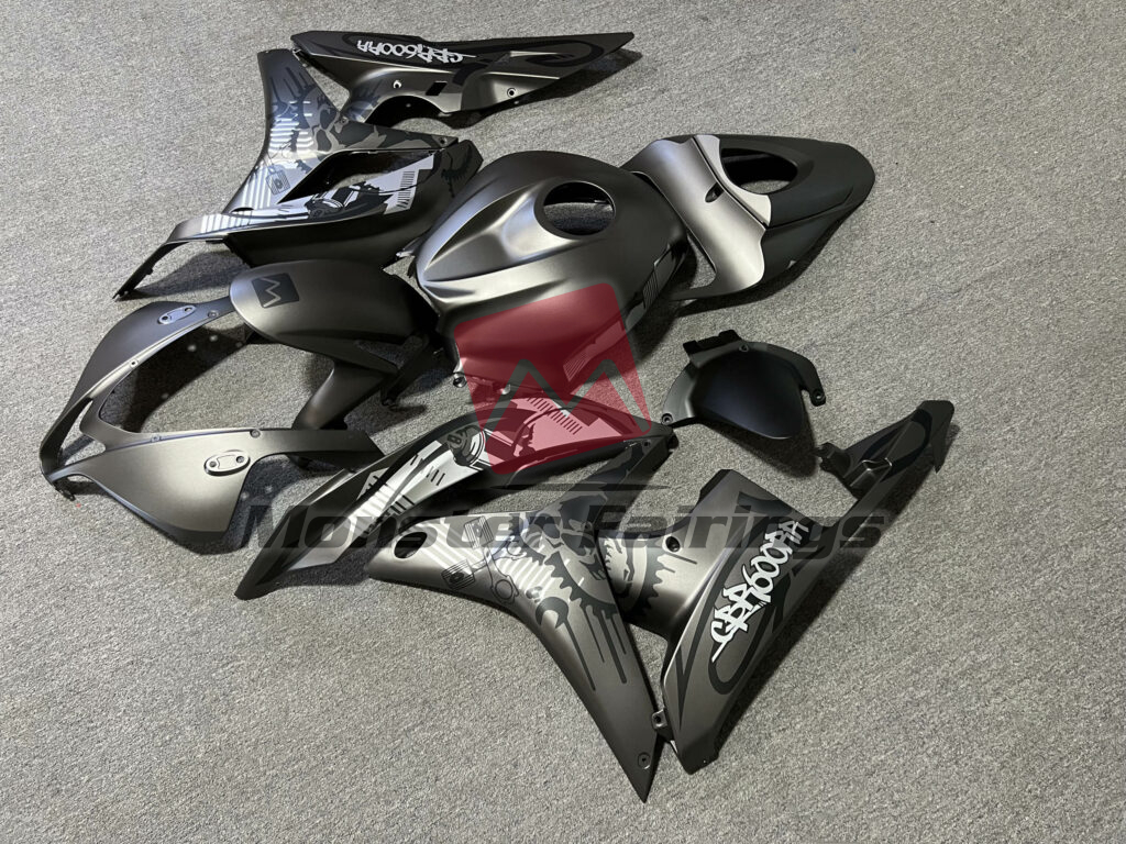 Honda CBR600RR custom ABS fairings 2007 - 2008 in Matte Dark Gray Special Design - durable replacement kit, Monster Fairings