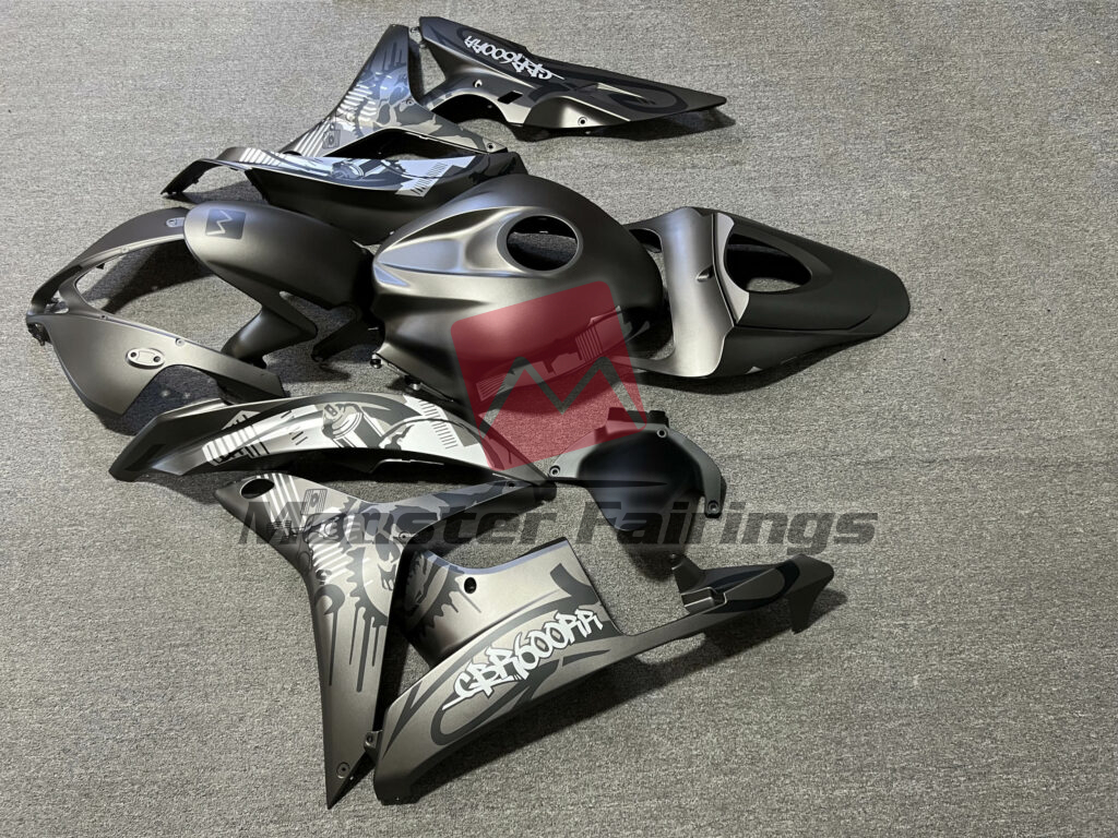 2007 - 2008 Honda CBR600RR Matte Dark Gray Special Design fairing set - ABS injection, custom painted by Monster Fairings