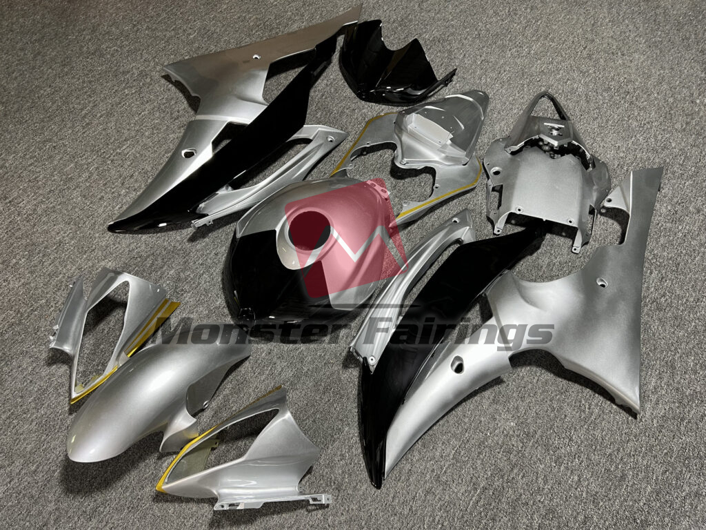 Gloss Silver & Black with Gold ABS fairings for Yamaha R6 2008 - 2016 - premium OEM fit kit by Monster Fairings