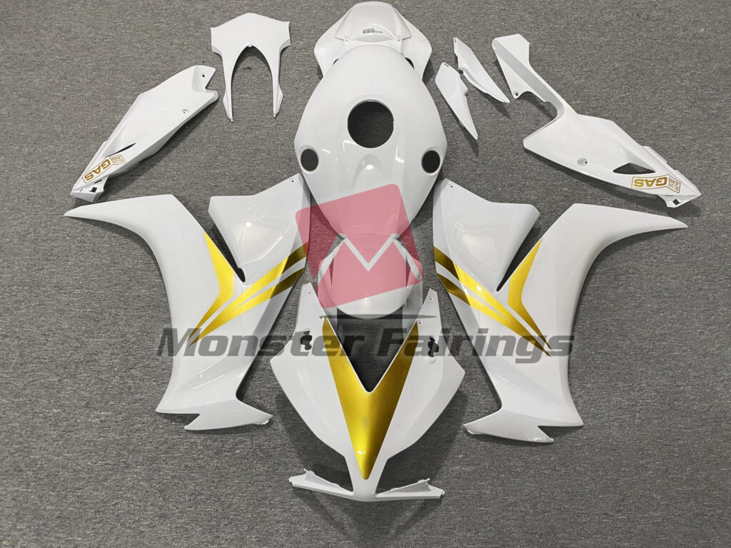 Honda CBR1000RR 2012 - 2016 Gloss White and Gold ABS fairings - custom motorcycle bodywork kit by Monster Fairings