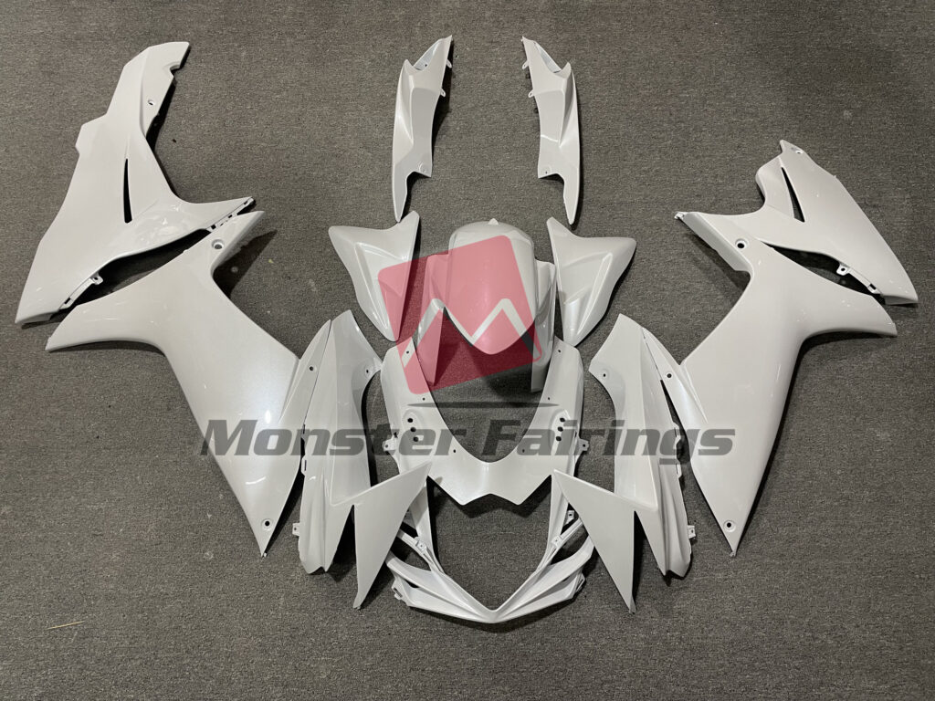 Suzuki GSXR 600 - 750 2011 - 2025 Pearl White ABS fairings - custom motorcycle bodywork kit by Monster Fairings