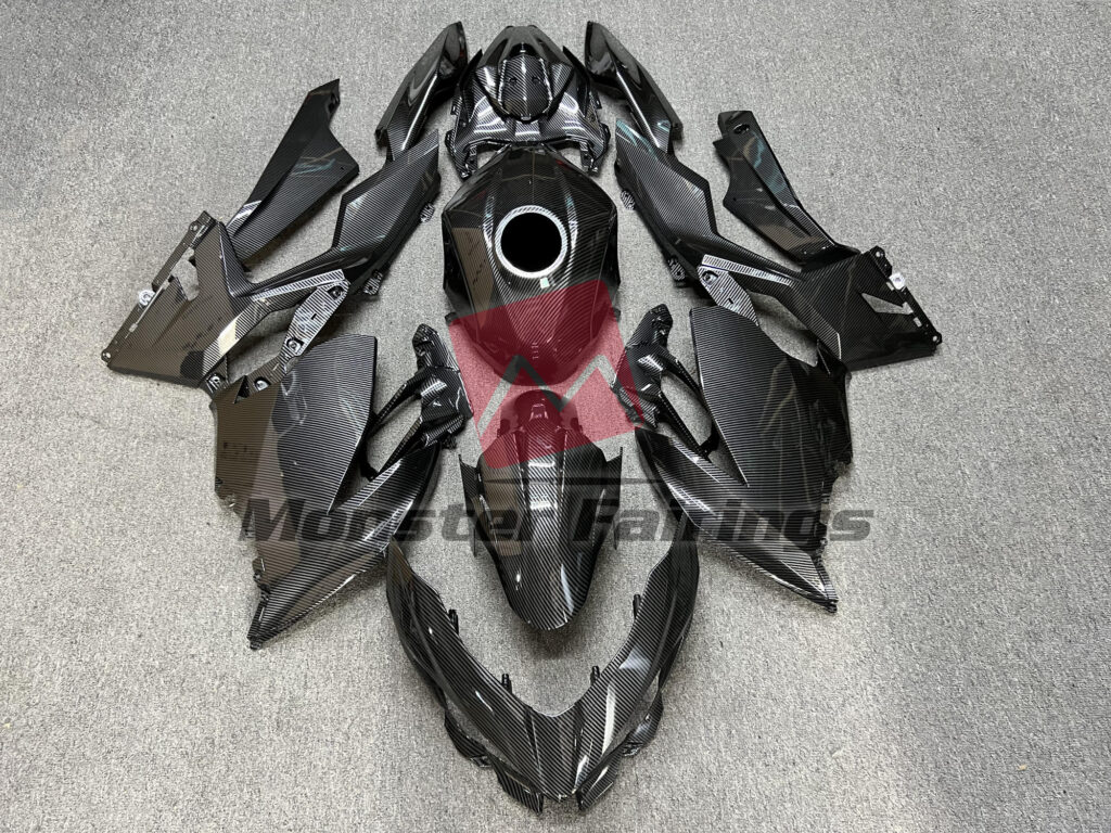 Kawasaki Ninja 400 2018 - 2024 Gloss Carbon Fiber Style ABS fairings - custom motorcycle bodywork kit by Monster Fairings