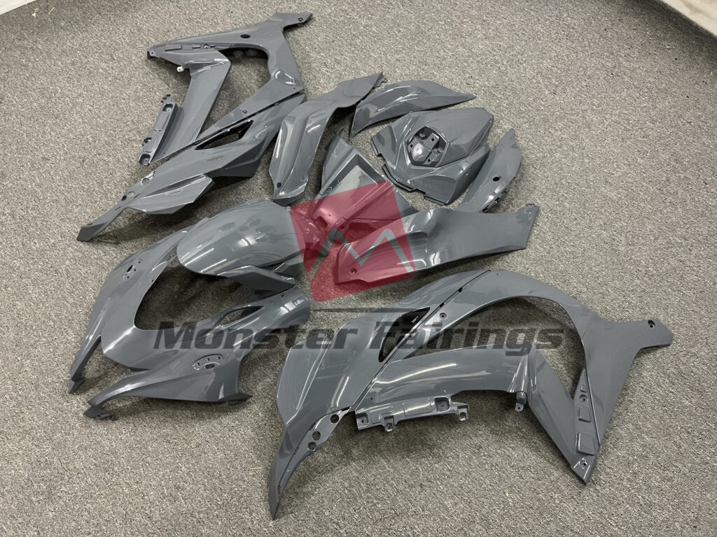 Kawasaki ZX10R custom ABS fairings 2016 - 2020 in Gloss Nardo Grey - durable replacement kit, Monster Fairings