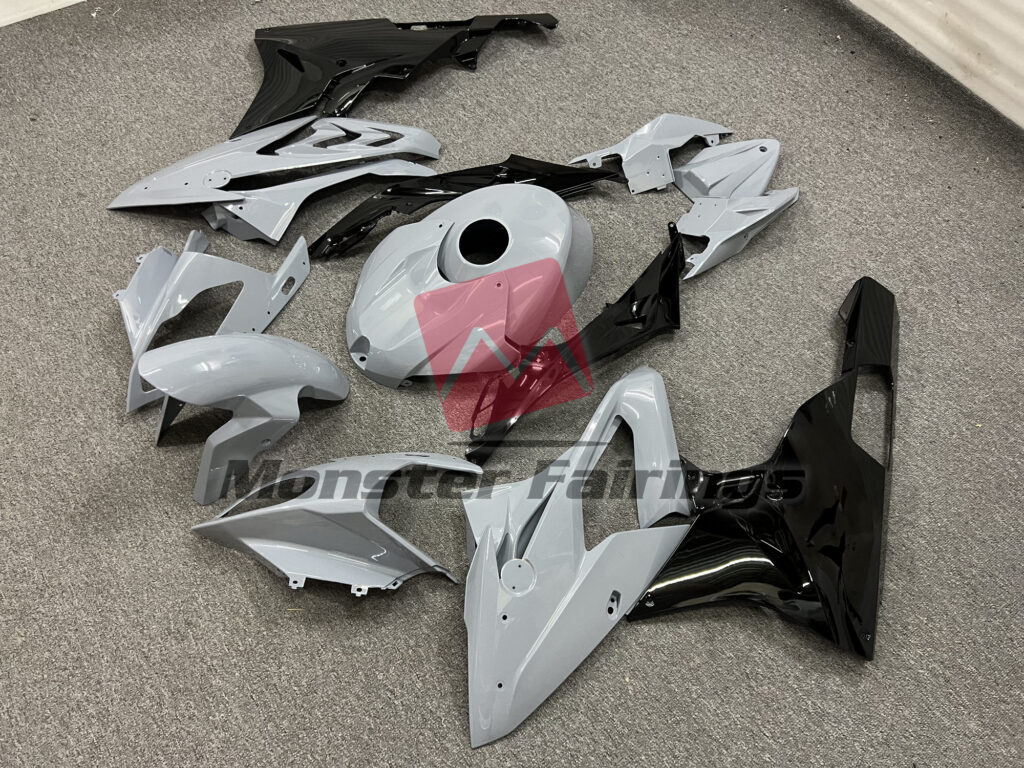 BMW S1000RR custom ABS fairings 2015 - 2016 in Gloss Nardo Gray & Black - durable replacement kit, Monster Fairings
