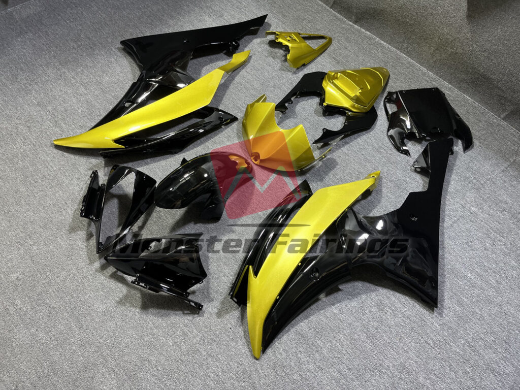 Gloss Black with Gold ABS fairings for Yamaha R6 2008 - 2016 - premium OEM fit kit by Monster Fairings