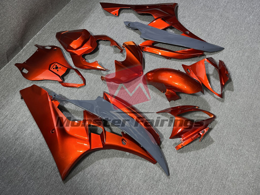 Yamaha R6 custom ABS fairings 2006 - 2007 in Burnt Orange and Nardo - durable replacement kit, Monster Fairings
