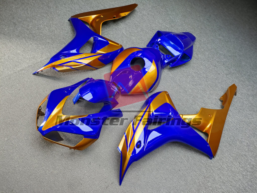 Honda CBR1000RR custom ABS fairings 2006 - 2007 in Gloss Blue & Gold - durable replacement kit, Monster Fairings