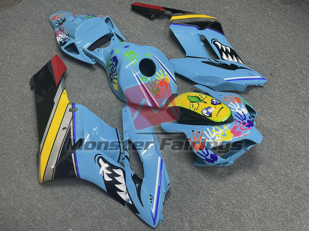 2004 - 2005 Honda CBR1000RR Light Blue Shark fairing set - ABS injection, custom painted by Monster Fairings