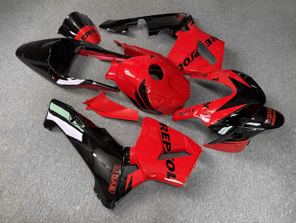 Honda CBR600RR custom ABS fairings 2003 - 2004 Gloss Red Repsol - durable replacement kit, Monster Fairings
