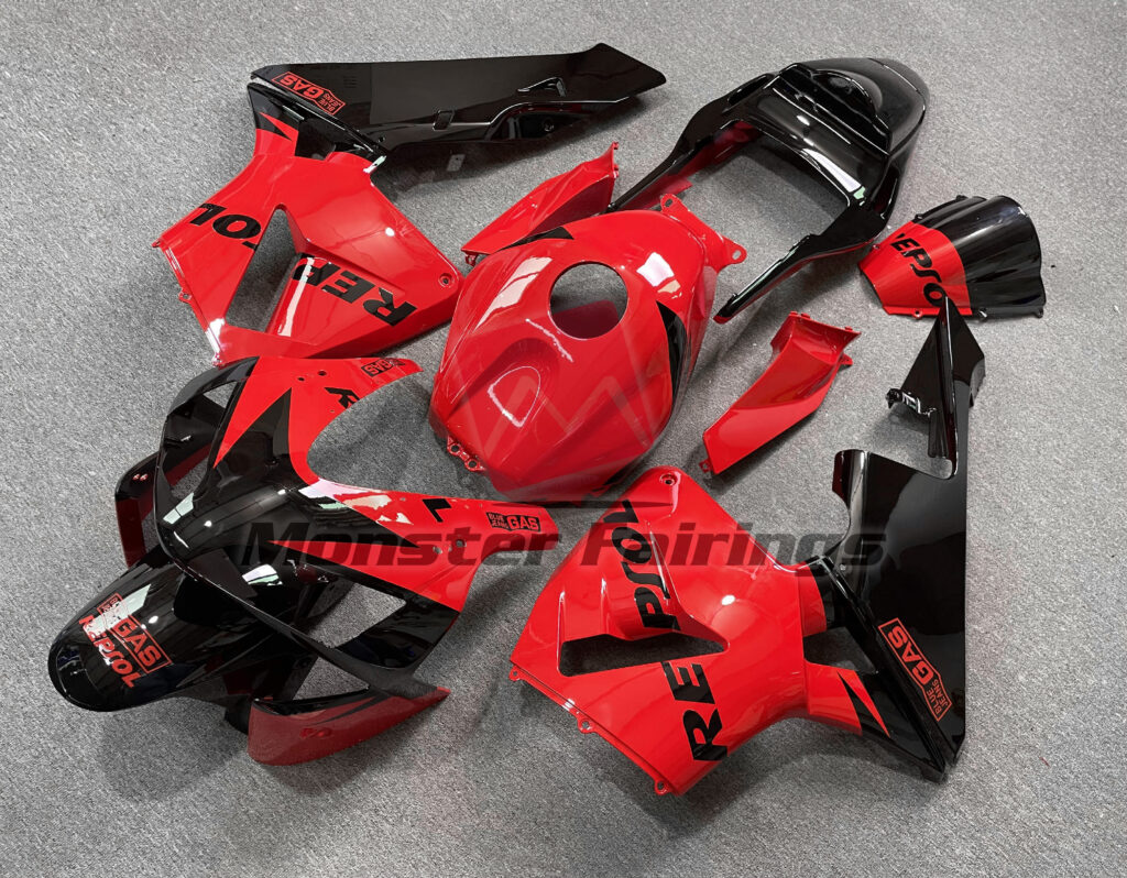 2003 - 2004 Honda CBR600RR Gloss Red Repsol fairing set - ABS injection, custom painted by Monster Fairings