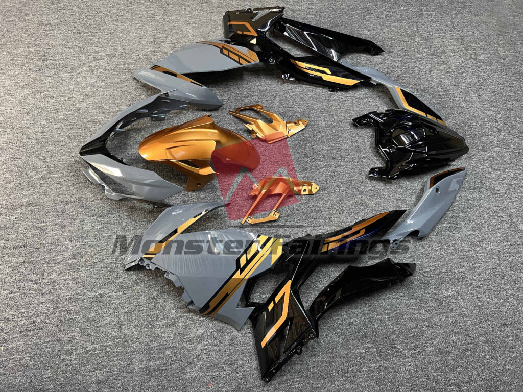 2018 - 2024 Kawasaki Ninja 400 Gloss Nardo Grey & Black Bronze fairing set - ABS injection, custom painted by Monster Fairings