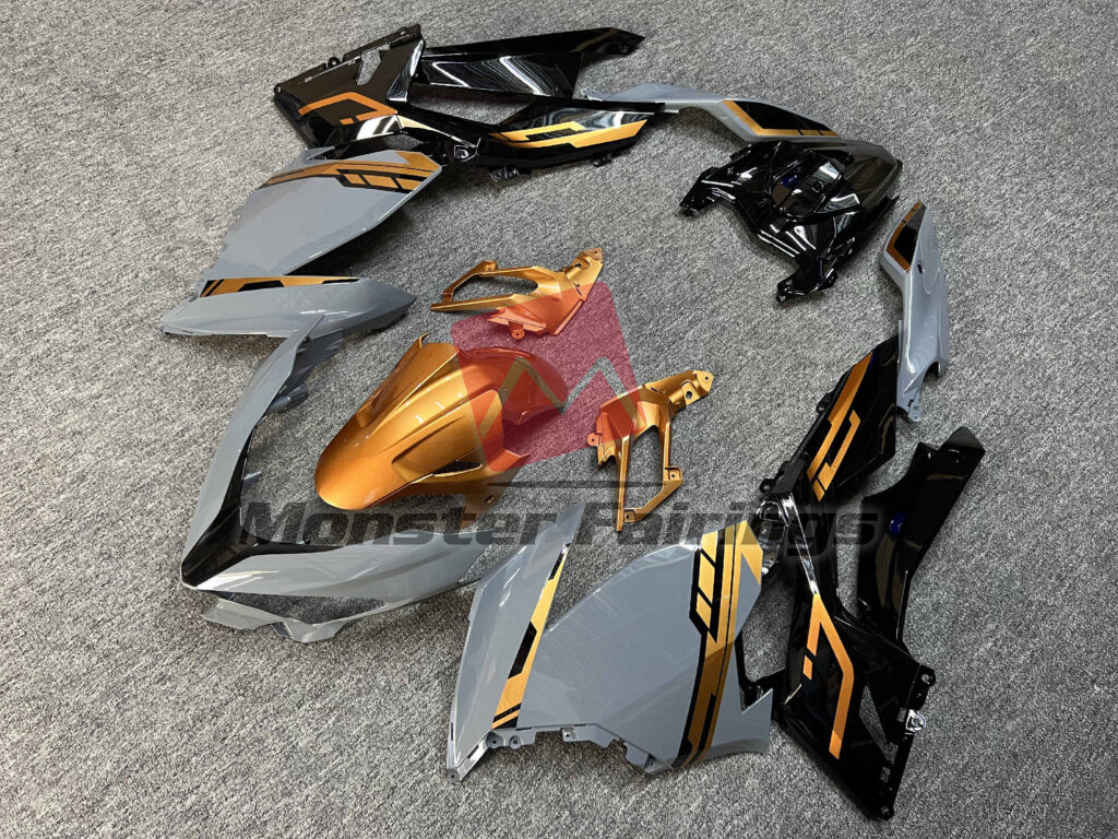 Gloss Nardo Grey & Black Bronze ABS fairings for Kawasaki Ninja 400 2018 - 2024 - premium OEM fit kit by Monster Fairings