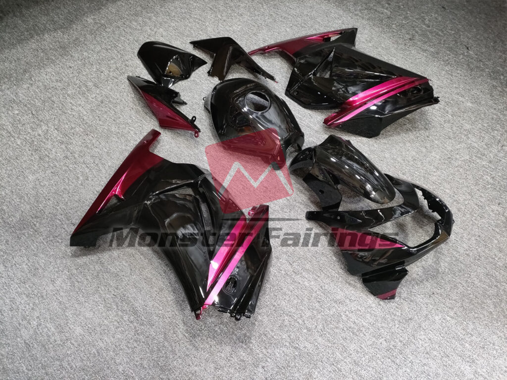 Gloss Black With Pink ABS fairings for Kawasaki Ninja 250 2008 - 2013 - premium OEM fit kit by Monster Fairings