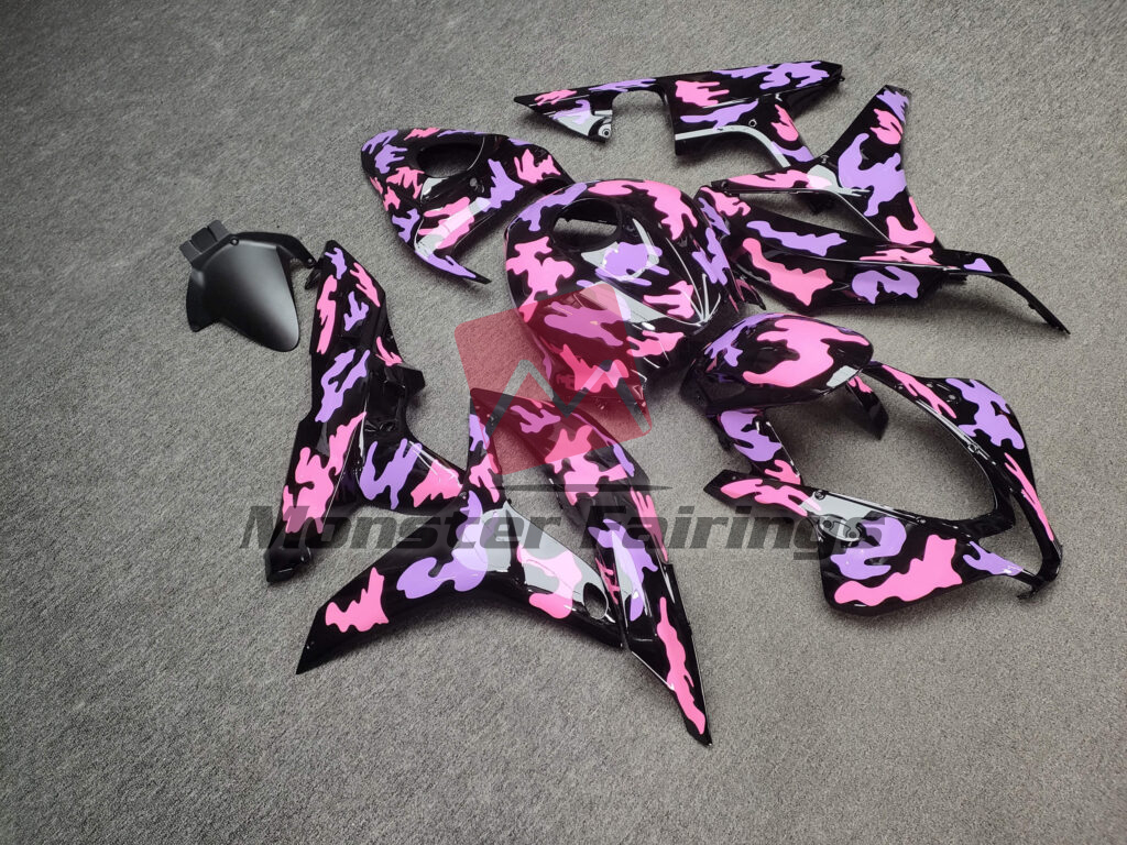 Honda CBR600RR custom ABS fairings 2007 - 2008 in Gloss Pink & Purple Camo - durable replacement kit, Monster Fairings