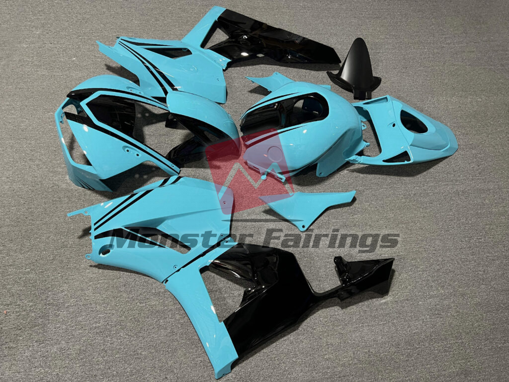2013 - 2025 Honda CBR600RR Gloss Light Blue & Black fairing set - ABS injection, custom painted by Monster Fairings