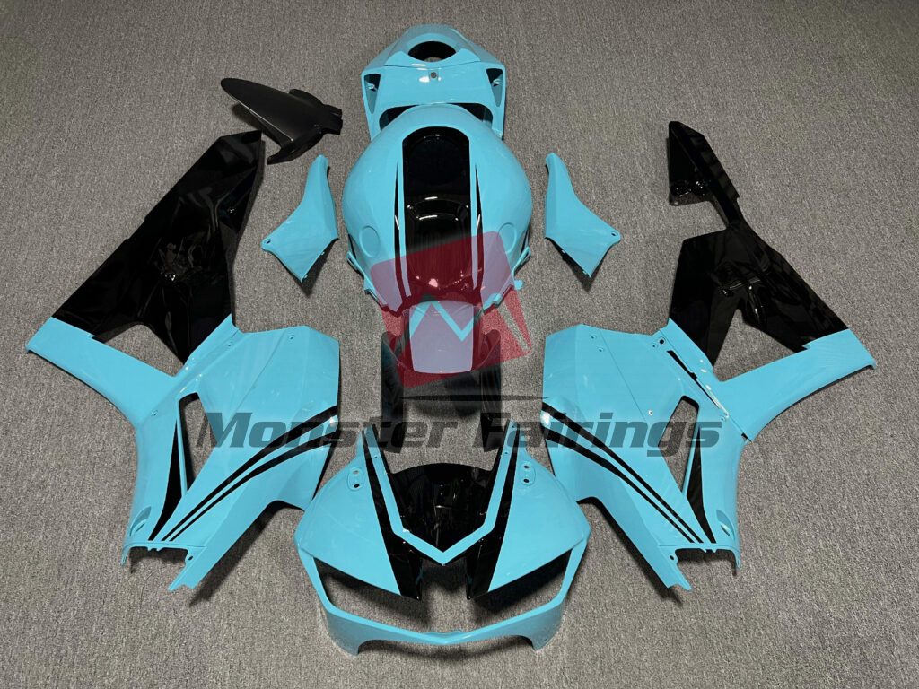 Honda CBR600RR 2013 - 2025 Gloss Light Blue & Black ABS fairings - custom motorcycle bodywork kit by Monster Fairings