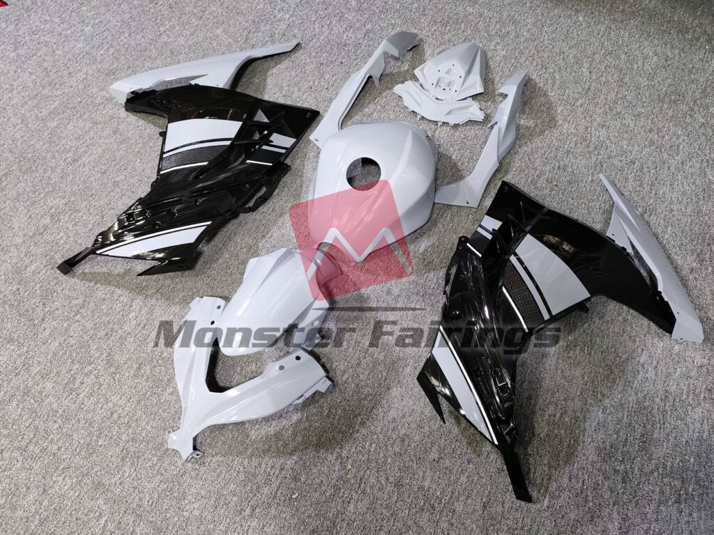 Kawasaki Ninja 300 custom ABS fairings 2013 - 2022 in Gloss Nardo Gray & Black - durable replacement kit, Monster Fairings