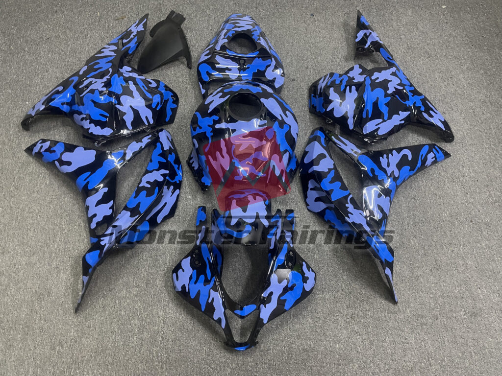Honda CBR600RR 2009 - 2012 Gloss Dark Blue Snow Camo ABS fairings - custom motorcycle bodywork kit by Monster Fairings