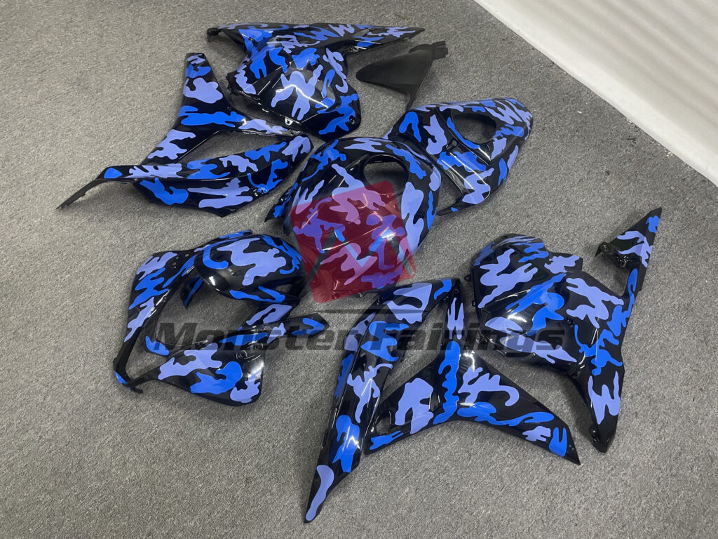 2009 - 2012 Honda CBR600RR Gloss Dark Blue Snow Camo fairing set - ABS injection, custom painted by Monster Fairings