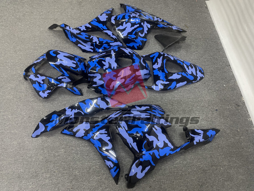 Honda CBR600RR custom ABS fairings 2009 - 2012 in Gloss Dark Blue Snow Camo - durable replacement kit, Monster Fairings