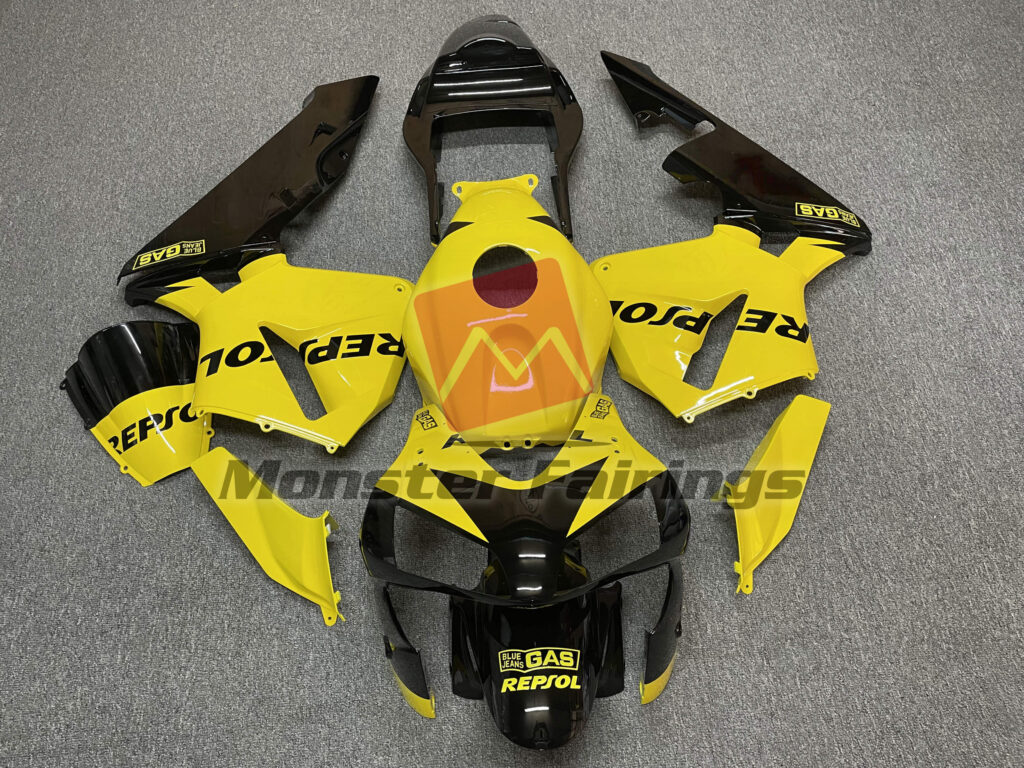 Honda CBR600RR 2003 - 2004 Gloss Yellow Repsol ABS fairings - custom motorcycle bodywork kit by Monster Fairings