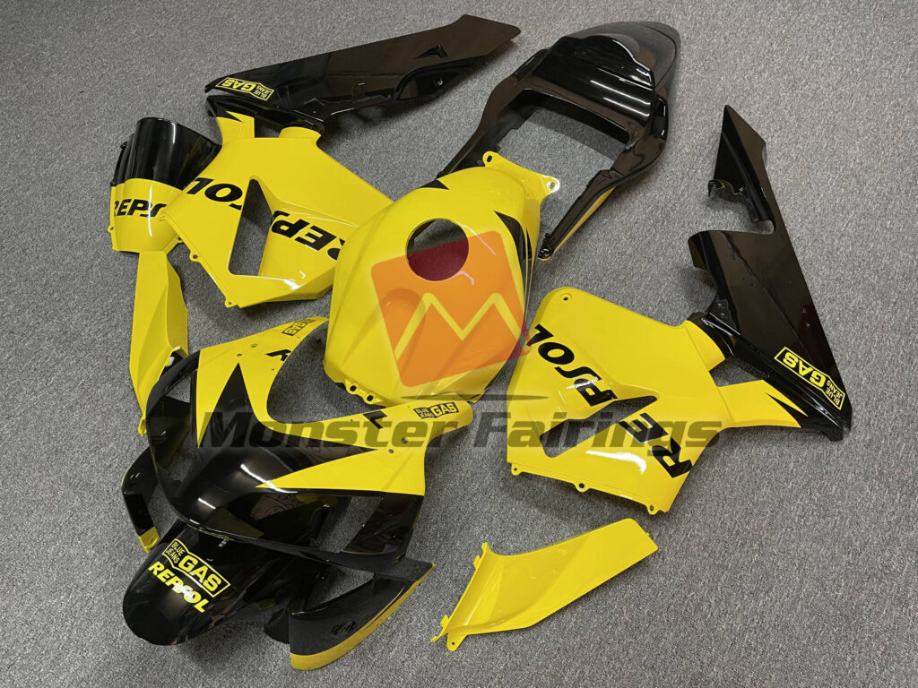 Honda CBR600RR custom ABS fairings 2003 - 2004 Gloss Yellow Repsol - durable replacement kit, Monster Fairings