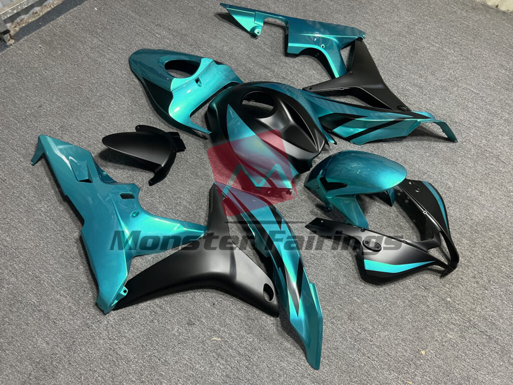 Honda CBR600RR custom ABS fairings 2007 - 2008 in Cyan Matte Black - durable replacement kit, Monster Fairings