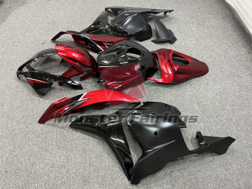 2009 - 2012 Honda CBR600RR Gloss Red Black fairing set - ABS injection, custom painted by Monster Fairings