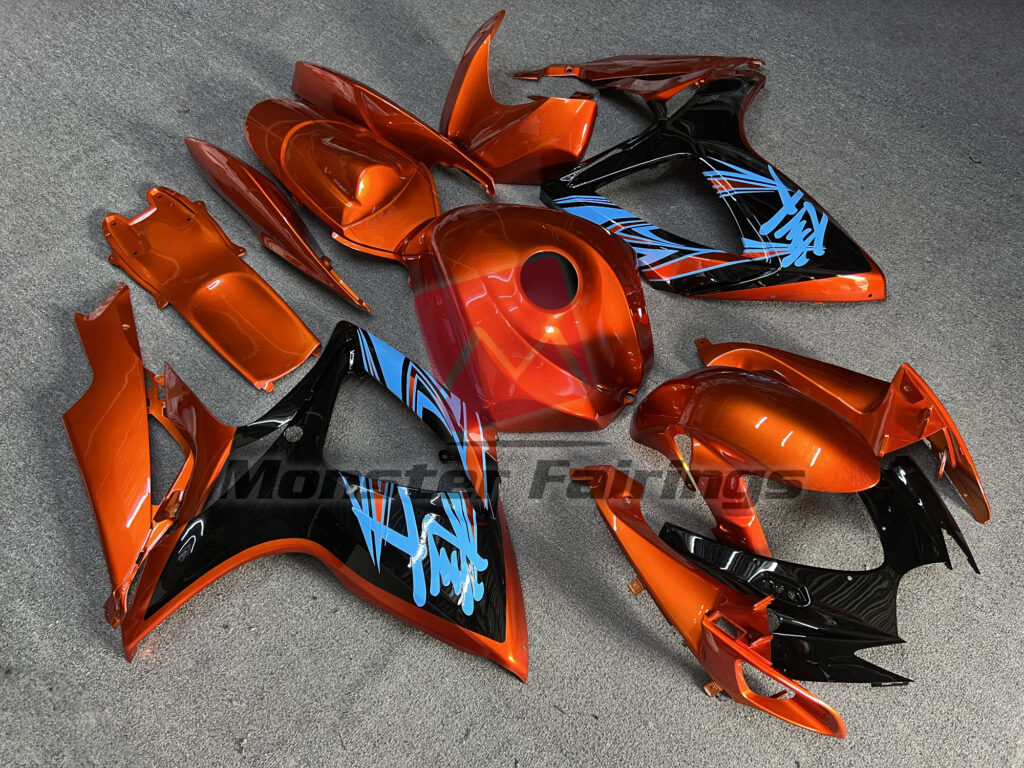 Suzuki GSXR custom ABS fairings 2006 - 2007 in Gloss Burnt Orange with Black - durable replacement kit, Monster Fairings