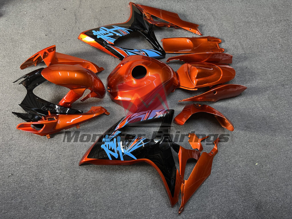 2006 - 2007 Suzuki GSXR Gloss Burnt Orange with Black fairing set - ABS injection, custom painted by Monster Fairings