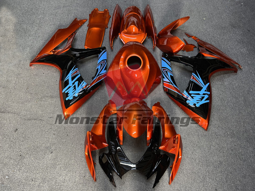Suzuki GSXR 600 - 750 2006 - 2007 Gloss Burnt Orange with Black ABS fairings - custom motorcycle bodywork kit by Monster Fairings