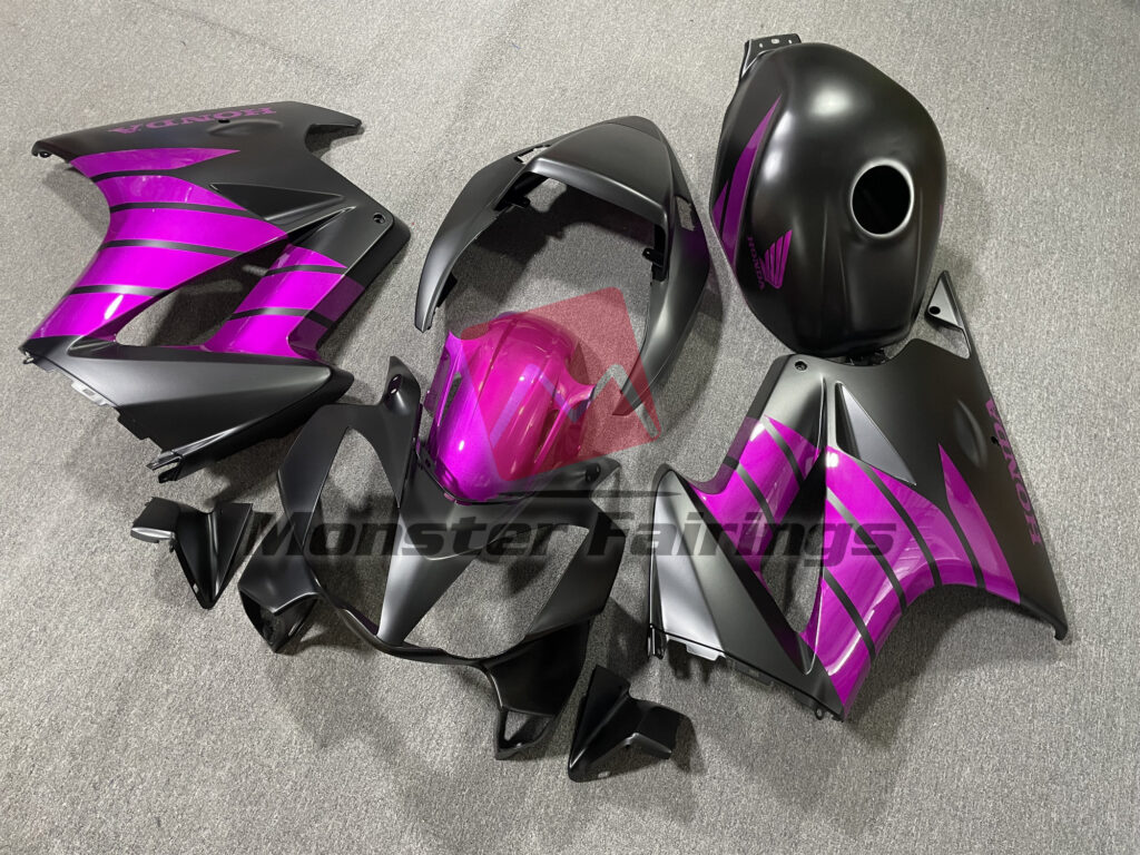 Honda VFR800 custom ABS fairings 2002 - 2012 in Matte Black Pink - durable replacement kit, Monster Fairings