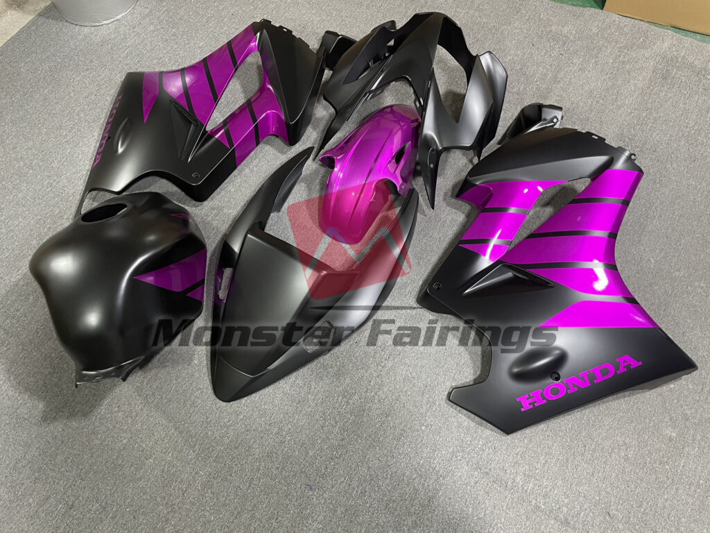 2002 - 2012 Honda VFR800 Matte Black Pink fairing set - ABS injection, custom painted by Monster Fairings