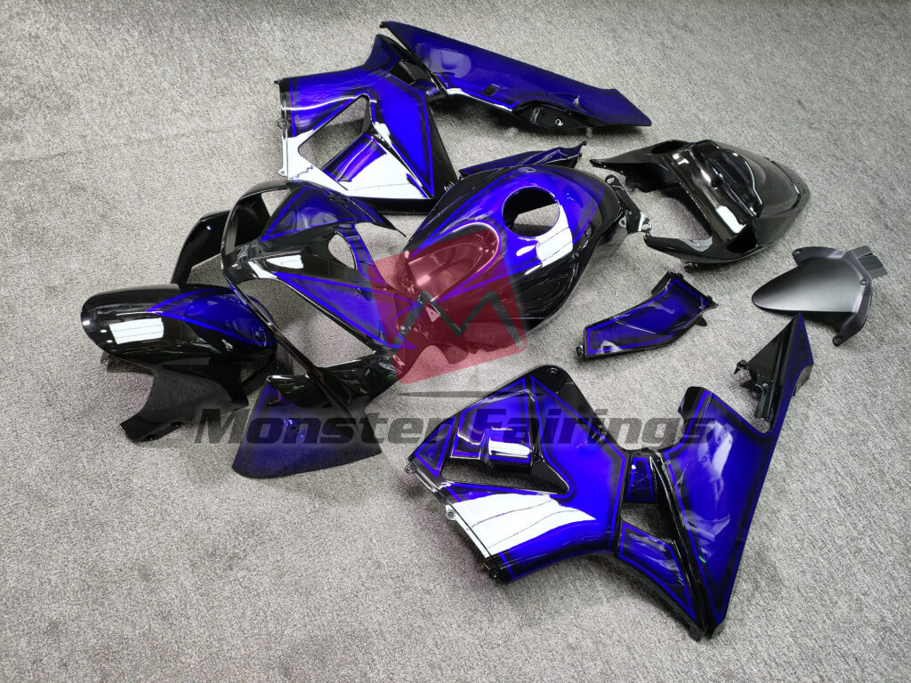 2005 - 2006 Honda CBR600RR Gloss Deep Blue & Black fairing set - ABS injection, custom painted by Monster Fairings