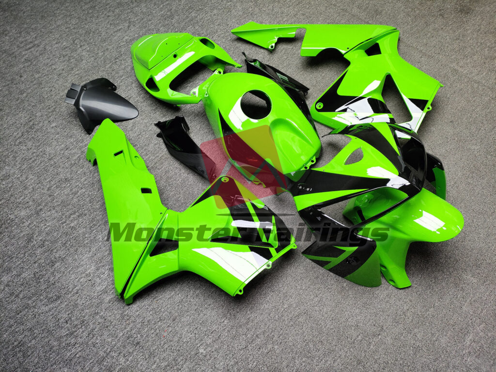 Honda CBR600RR custom ABS fairings 2005 - 2006 in Gloss Green & Black - durable replacement kit, Monster Fairings