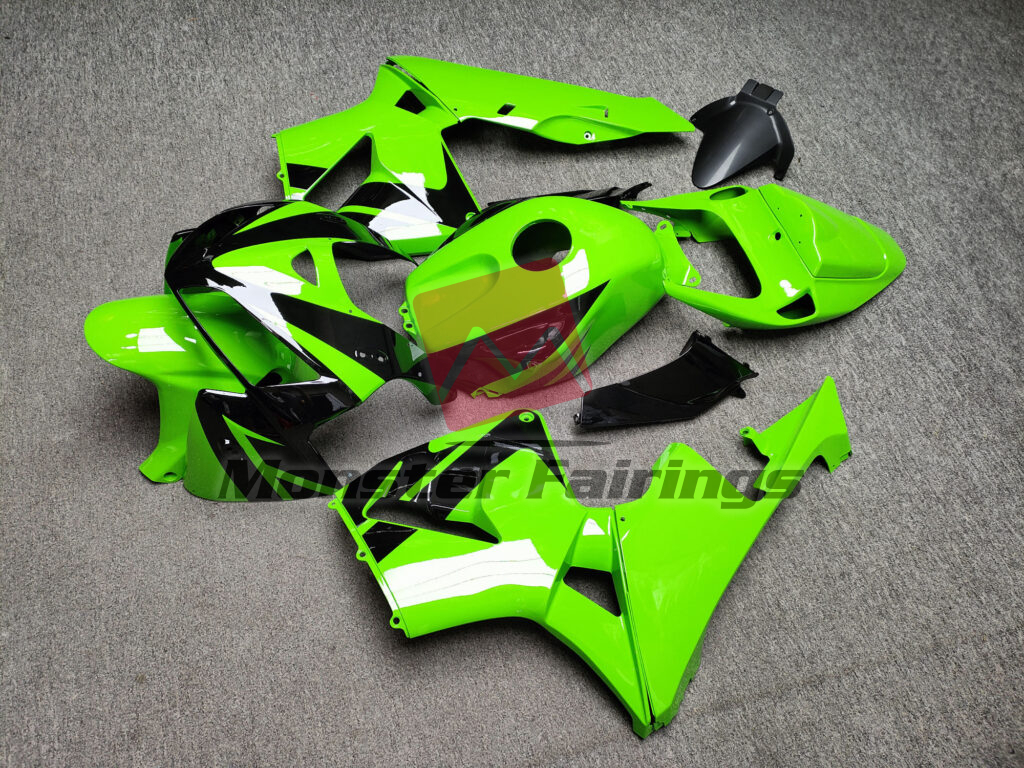2005 - 2006 Honda CBR600RR Gloss Green & Black fairing set - ABS injection, custom painted by Monster Fairings