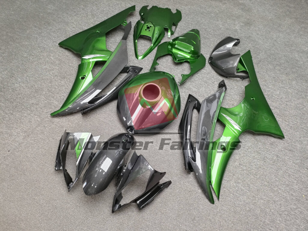 Yamaha R6 custom ABS fairings 2008 - 2016 in Gloss Carbon Fiber Green - durable replacement kit, Monster Fairings