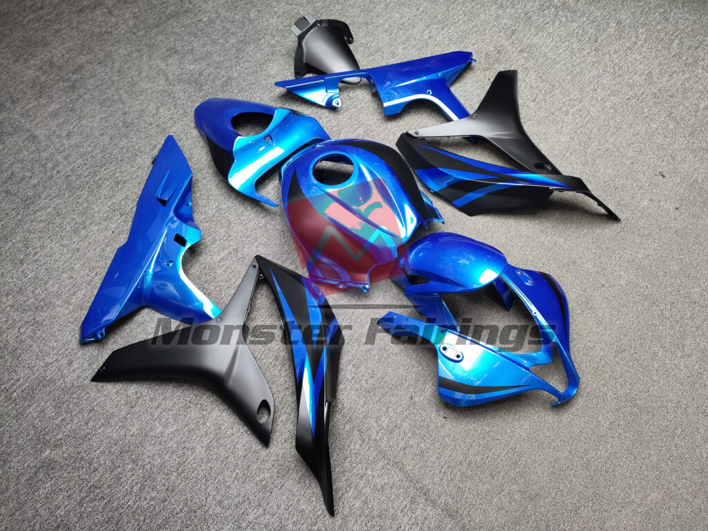 Honda CBR600RR custom ABS fairings 2007 - 2008 in Gloss Blue & Matte Black - durable replacement kit, Monster Fairings
