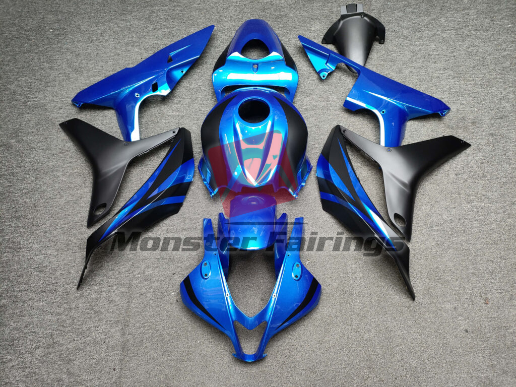 Honda CBR600RR 2007 - 2008 Gloss Blue & Matte Black ABS fairings - custom motorcycle bodywork kit by Monster Fairings