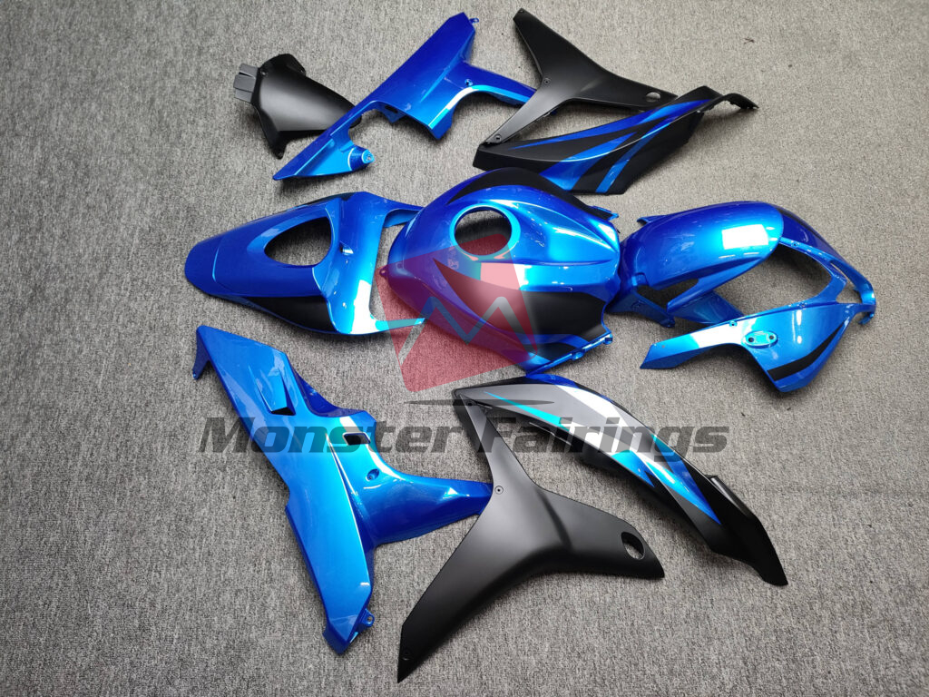2007 - 2008 Honda CBR600RR Gloss Blue & Matte Black fairing set - ABS injection, custom painted by Monster Fairings