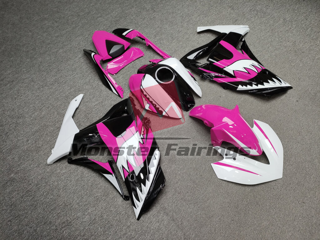 Gloss Pink & White Black Shark ABS fairings for Yamaha R3 2014 - 2018 - premium OEM fit kit by Monster Fairings