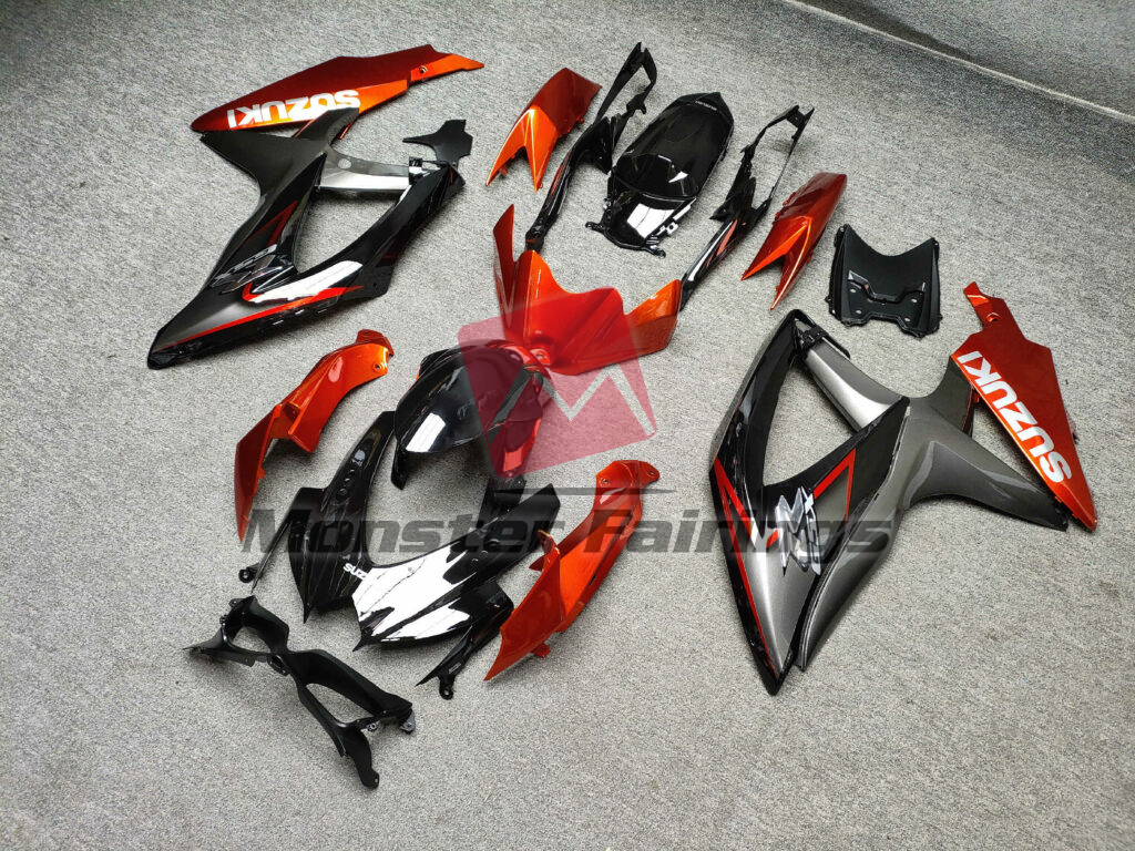 Monster Fairings ABS fairing kit for Suzuki GSXR 600 - 750 2008 - 2010 - Burnt Orange Black & Gray, precise OEM fit