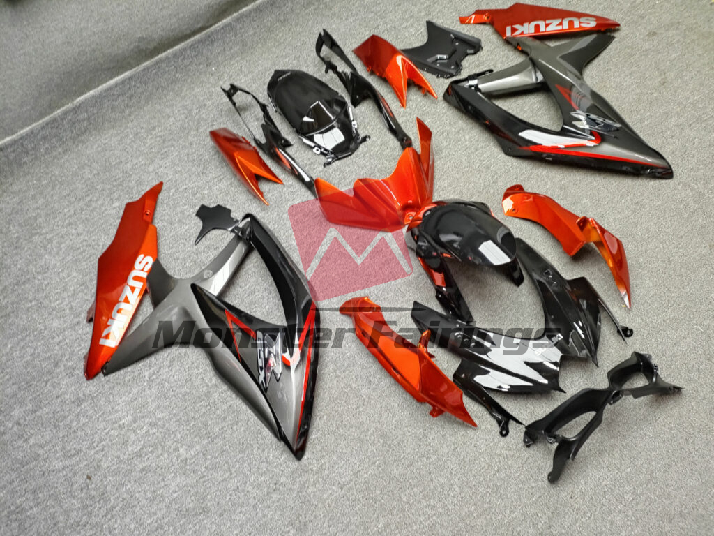 Suzuki GSXR custom ABS fairings 2008 - 2010 in Burnt Orange, Black & Gray - durable replacement kit, Monster Fairings