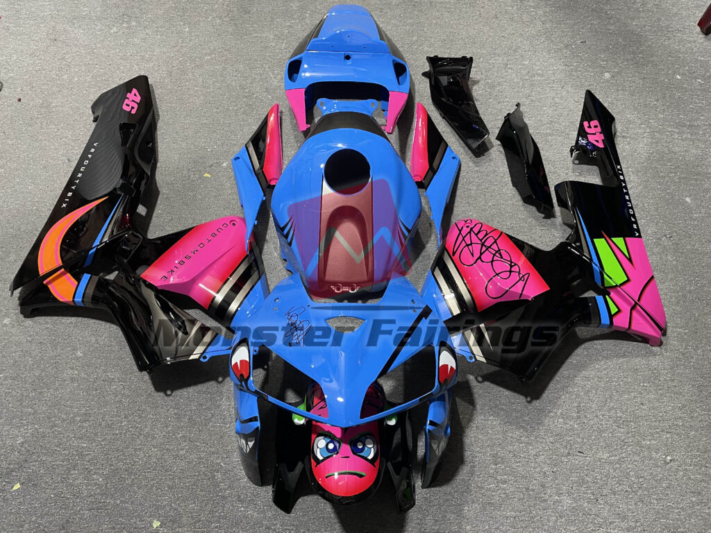 Honda CBR600RR 2005 - 2006 Blue Shark Pink ABS fairings - custom motorcycle bodywork kit by Monster Fairings