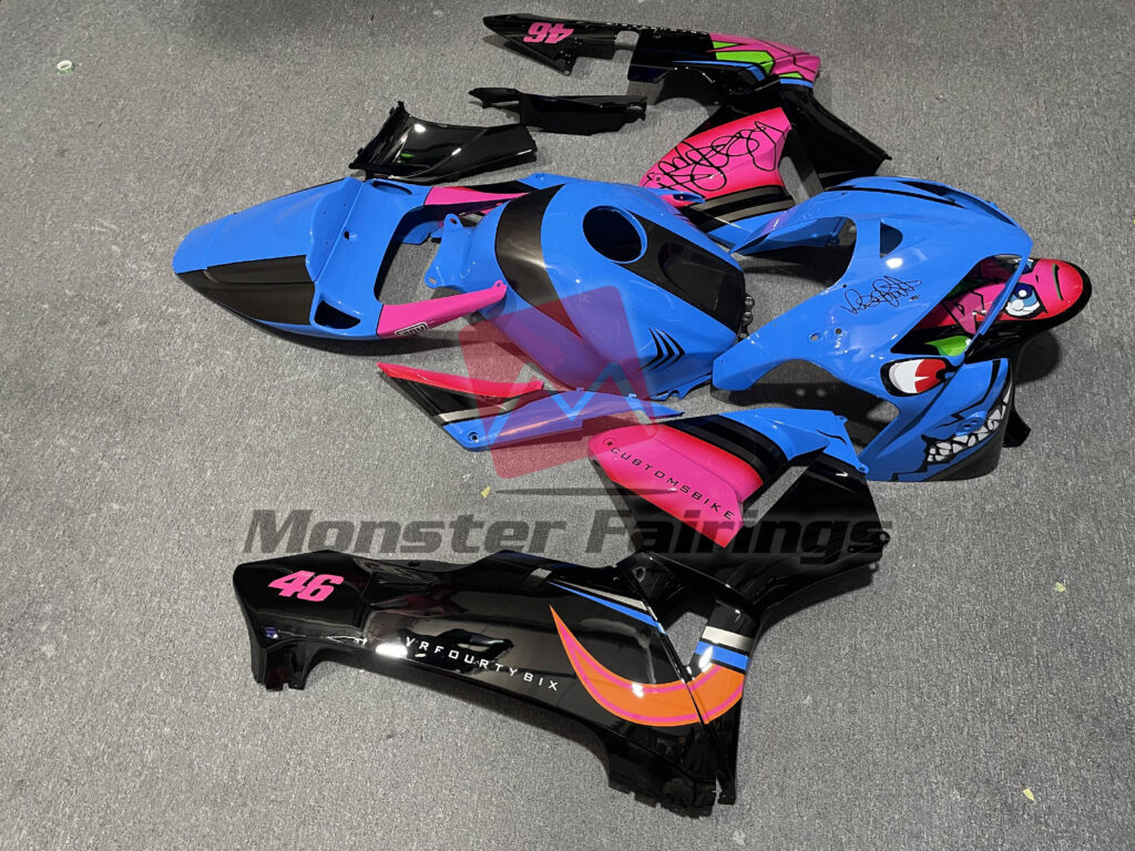 2005 - 2006 Honda CBR600RR Blue Shark Pink fairing set - ABS injection, custom painted by Monster Fairings